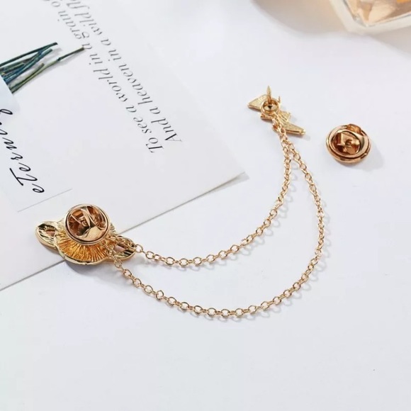 Planet and Lightening Bolt Connected Pin Brooch - Picture 4 of 5